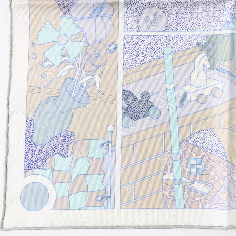 Hermes 25SS Gavroche Lady Gault Silk Veil Amand White Beige Scarf With Box Made