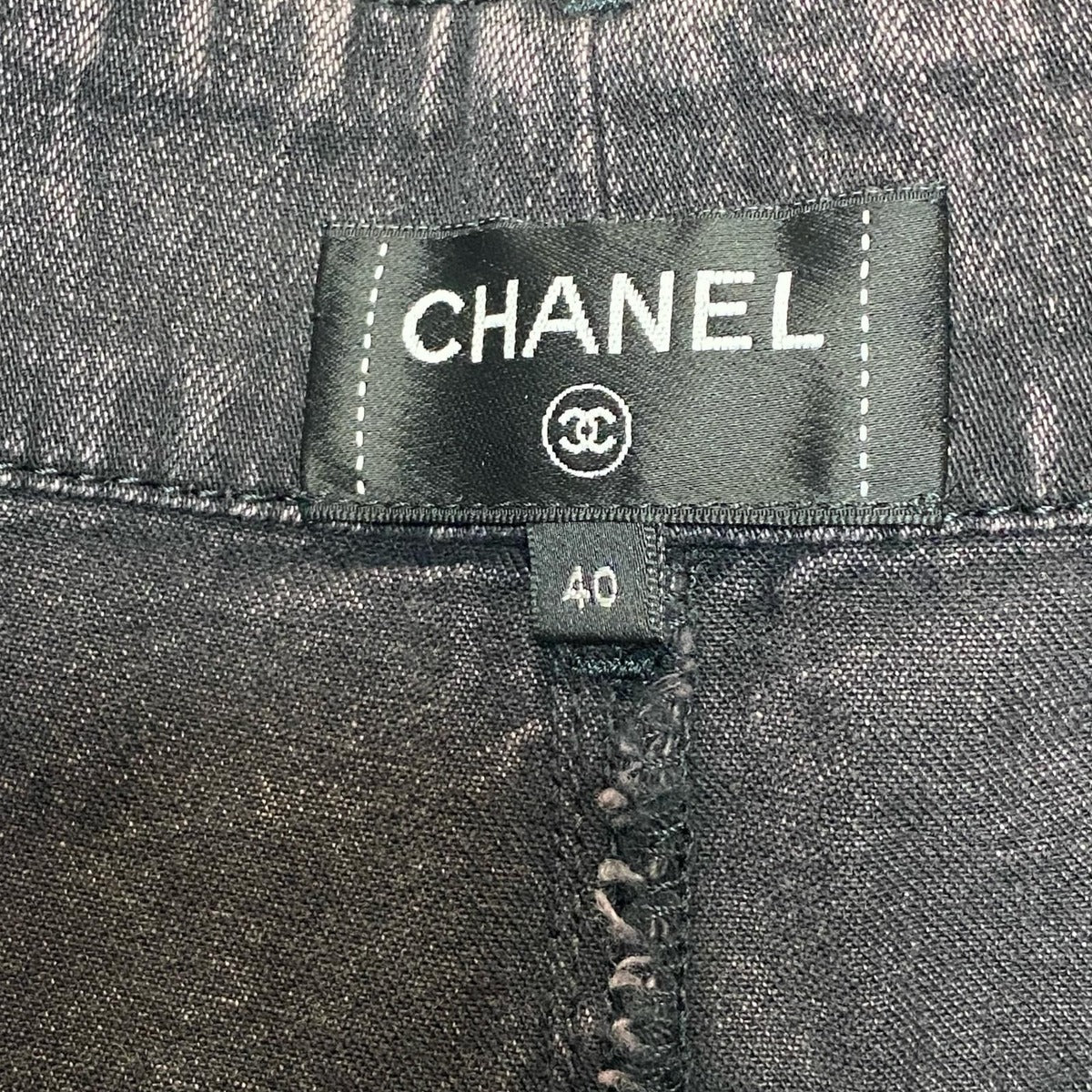 Chanel Denim Wide Pants 40 CC Logo — view 6