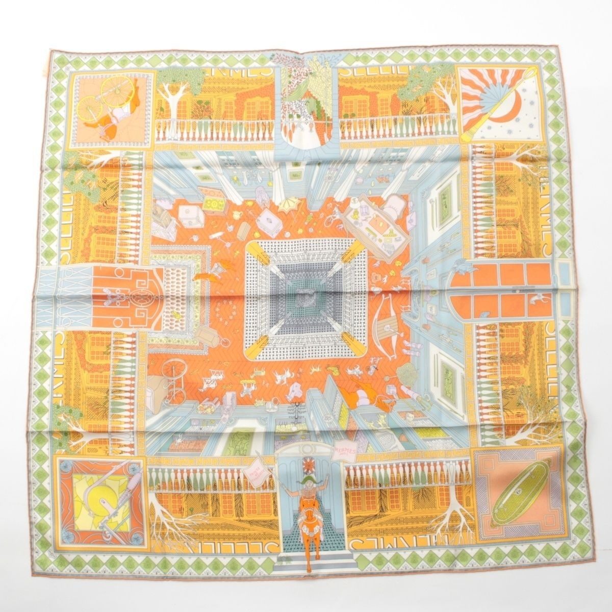 Hermes Carre 90 Silk Objets de Curiosite Scarf Orange