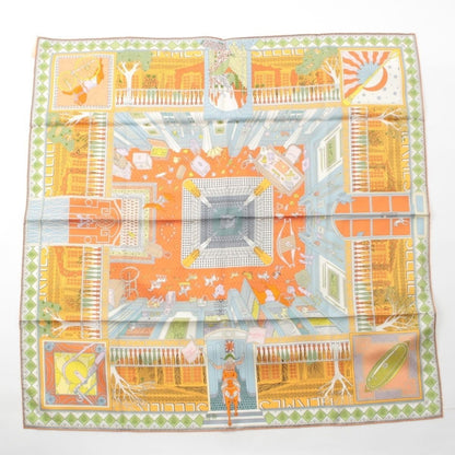 Hermes Carre 90 Silk Objets de Curiosite Scarf Orange