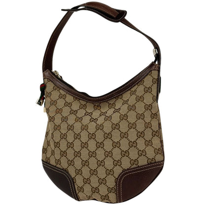 Gucci Princi GG Pattern Shoulder Bag Ribbon Canvas Brown