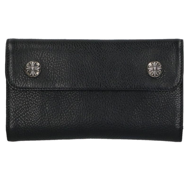 Chrome Hearts Wave Cross Ball Button Leather Wallet