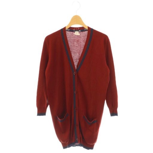 Hermes Knitted Cardigan Silk Cashmere Blend 36 Red Df OS