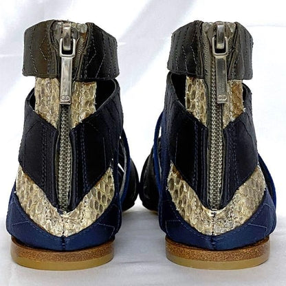 Christian Dior Gurkha Sandals Silver Blue Navy