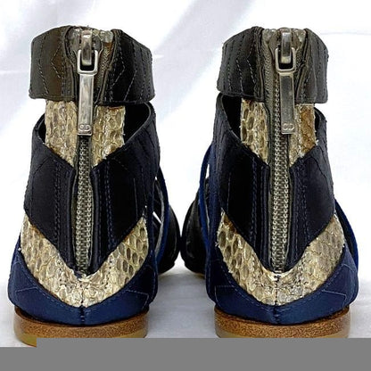 Christian Dior Gurkha Sandals Silver Blue Navy