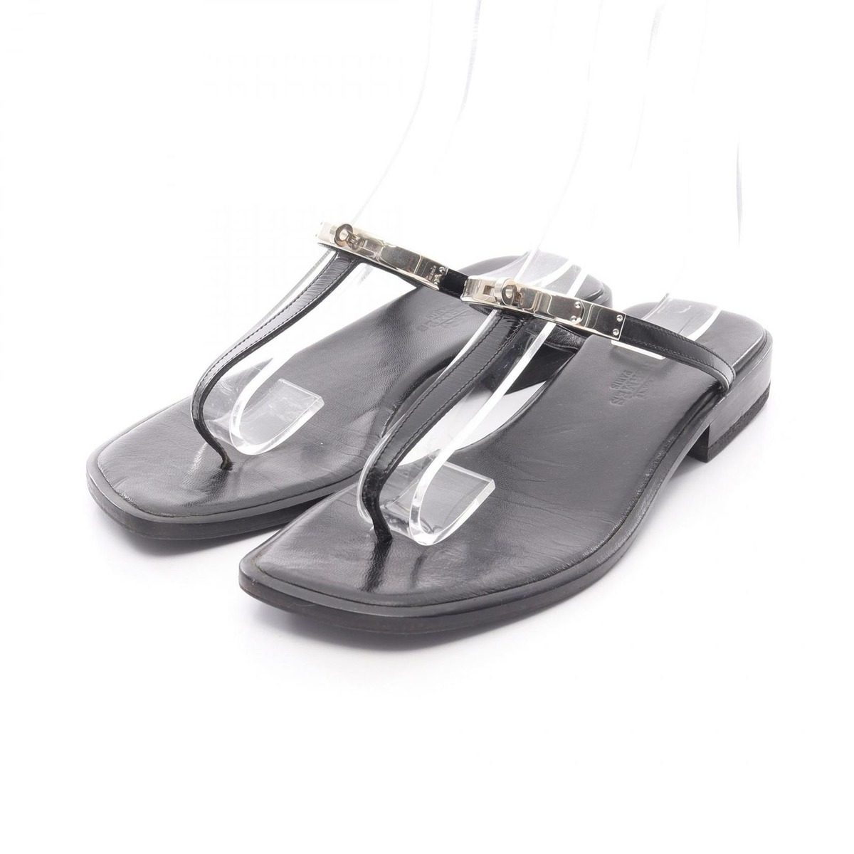 Hermes Sandals Kelly Black Leather