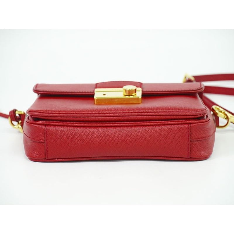 Prada Saffiano Leather 2-Way Shoulder Bag Handbag Pochette Red Bt0959 — view 4
