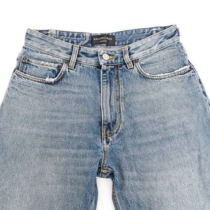 Balenciaga Denim Pants Damage XXS Size Blue Trousers Women's Apparel