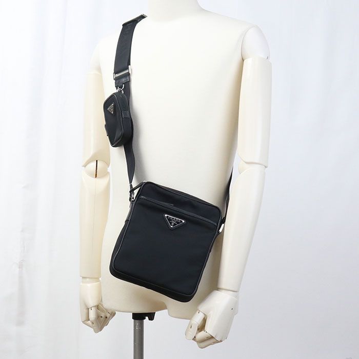 Prada Re-nylon 2vh112 2DMH F0002 Crossbody Shoulder Bag Nylon Saffiano Leather
