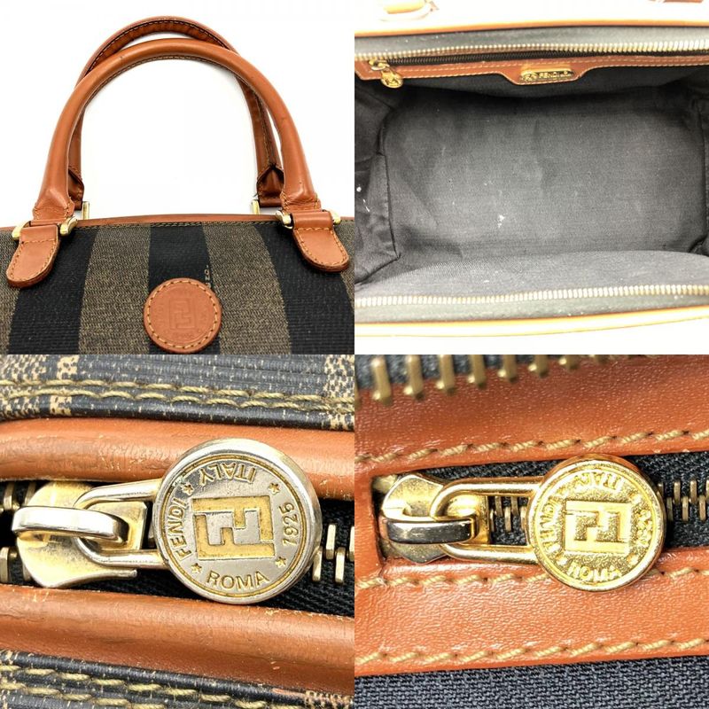 Fendi 119 259022 Pecan Pattern Canvas Mini Boston Handbag Brown Travel Vintage