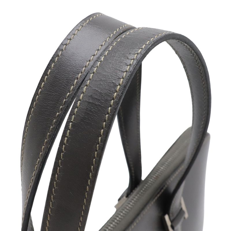 Hermes Escapada Tote Handbag Box Calf Leather Dark Grey Silver Hardware