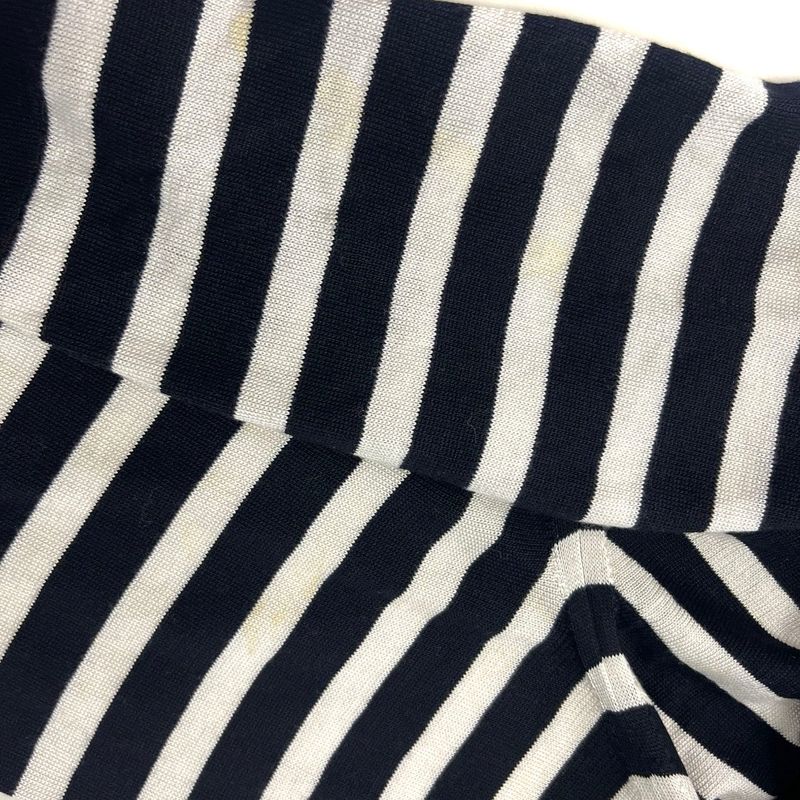 Louis Vuitton 15aw V-Neck Silk Striped Knit Sweater White Black S