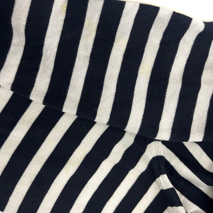 Louis Vuitton 15aw V-Neck Silk Striped Knit Sweater White Black S