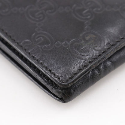Gucci GG 146229 Striped Leather Black Unisex Long Wallet