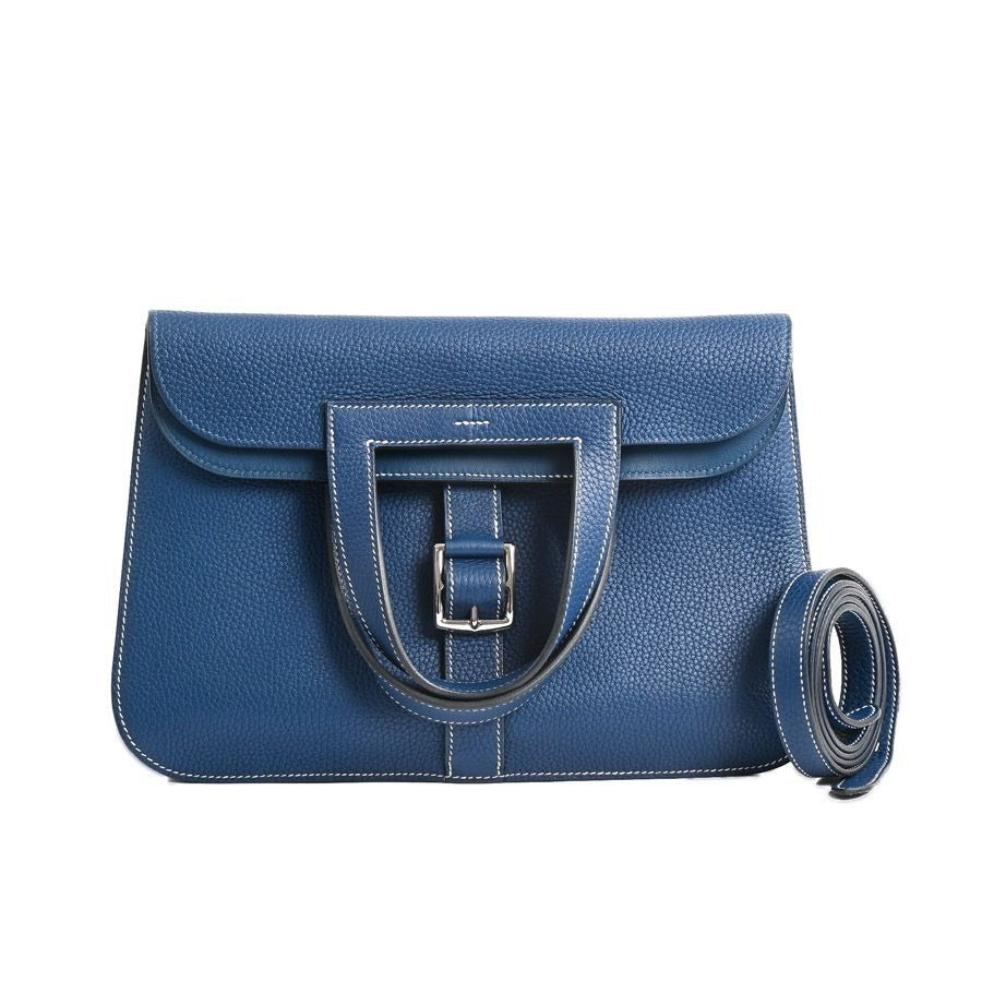 Hermes Shoulder Bag Halzan 31 Deep Blue
