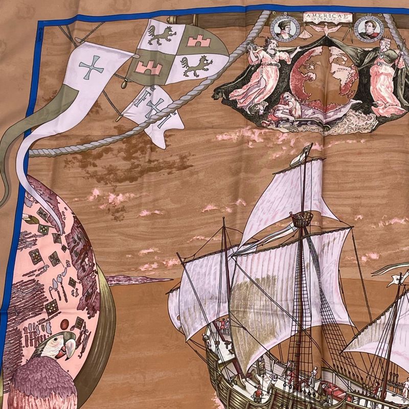 Hermes Scarf Carre 90 Silk Christophe Colomb Decouvre 1 Amerique 12 Octobre