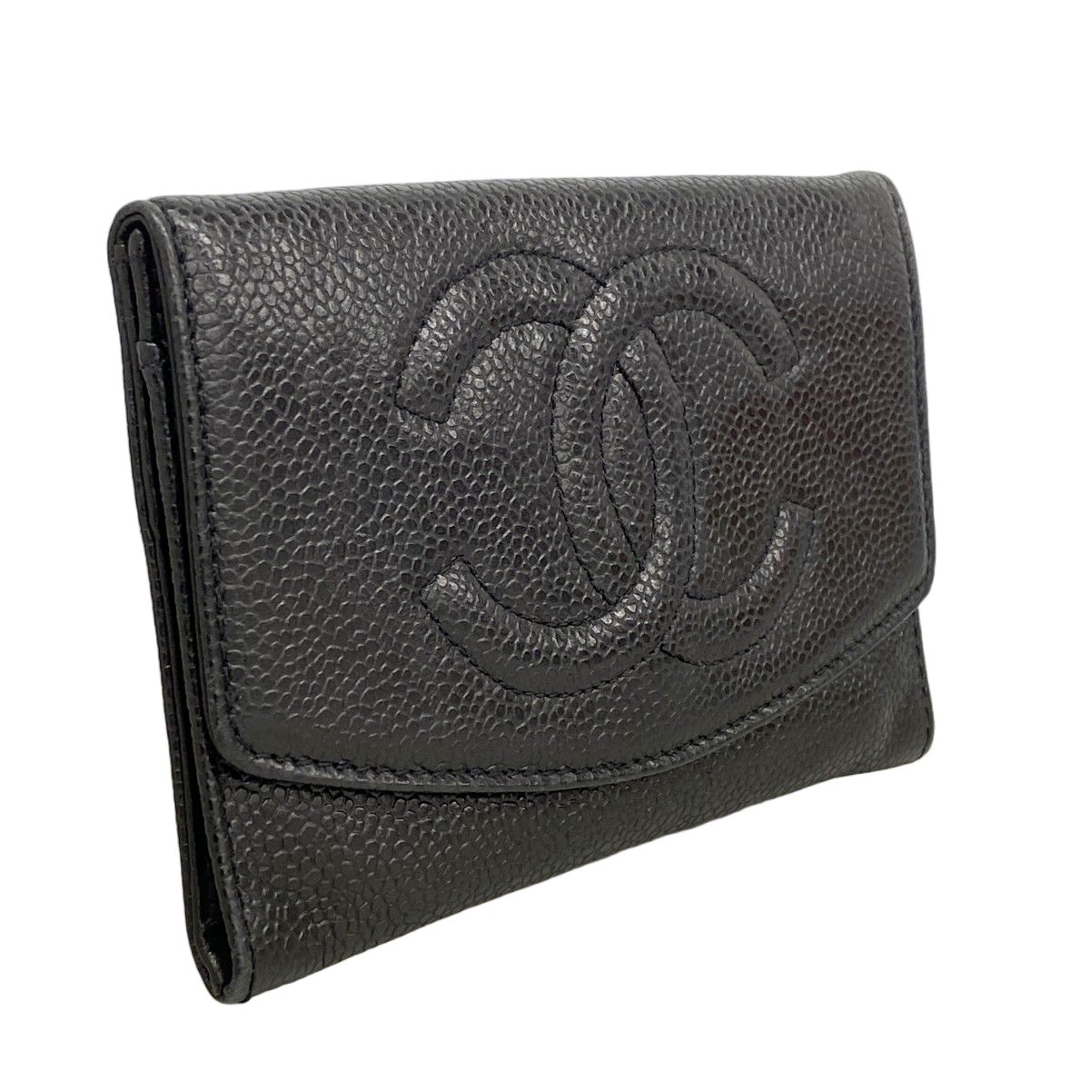 Chanel Wallet Caviar Leather Black Gold — view 2
