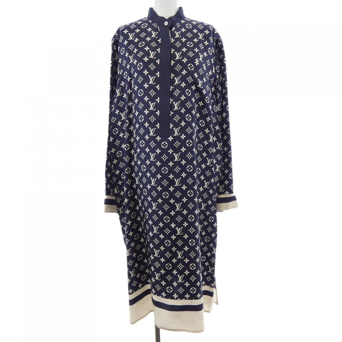 Louis Vuitton Striped Accent Monogram Shirt Dress