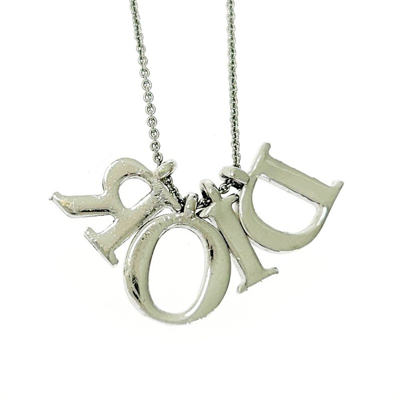 Christian Dior Metal Dior Logo Necklace Silver 434408 Necklace