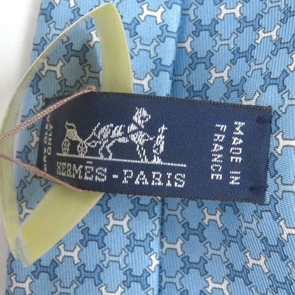 Hermes 100% Silk H Street Total Pattern Regular Tie Light Blue With Box Made