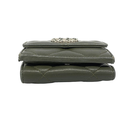 Chanel Trifold Wallet 19 Lambskin Khaki Gray Silver — view 2
