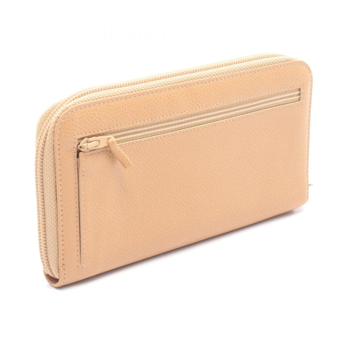 Chanel Round Wallet CC Logo Beige Calf Long — view 2