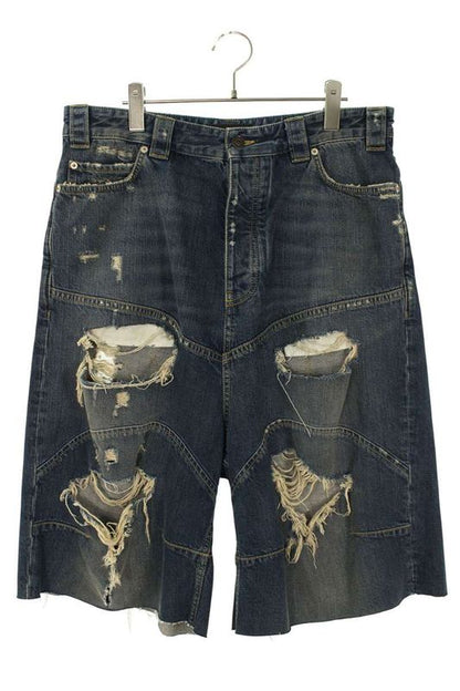 Balenciaga 831689 Tsw71 Damaged Baggy Denim Half Pants Men's M
