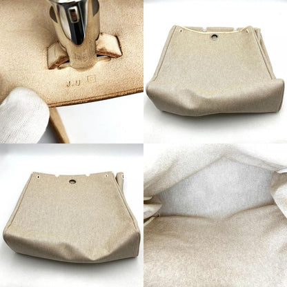 Hermes Herbag GM Canvas 2WAY With Attachable Key Shoulder Bag Ivory Ladies