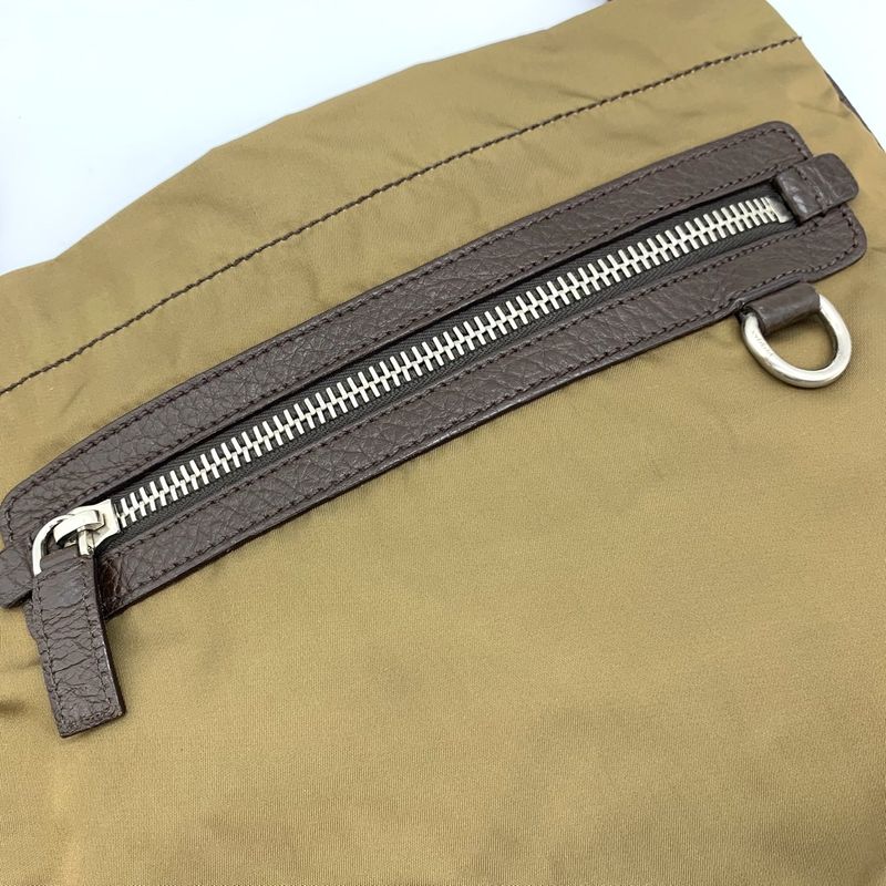 Prada Shoulder Bag Khaki Nylon/leather Triangle Logo Triangle Logo Ladies Men