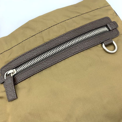 Prada Shoulder Bag Khaki Nylon/leather Triangle Logo Triangle Logo Ladies Men
