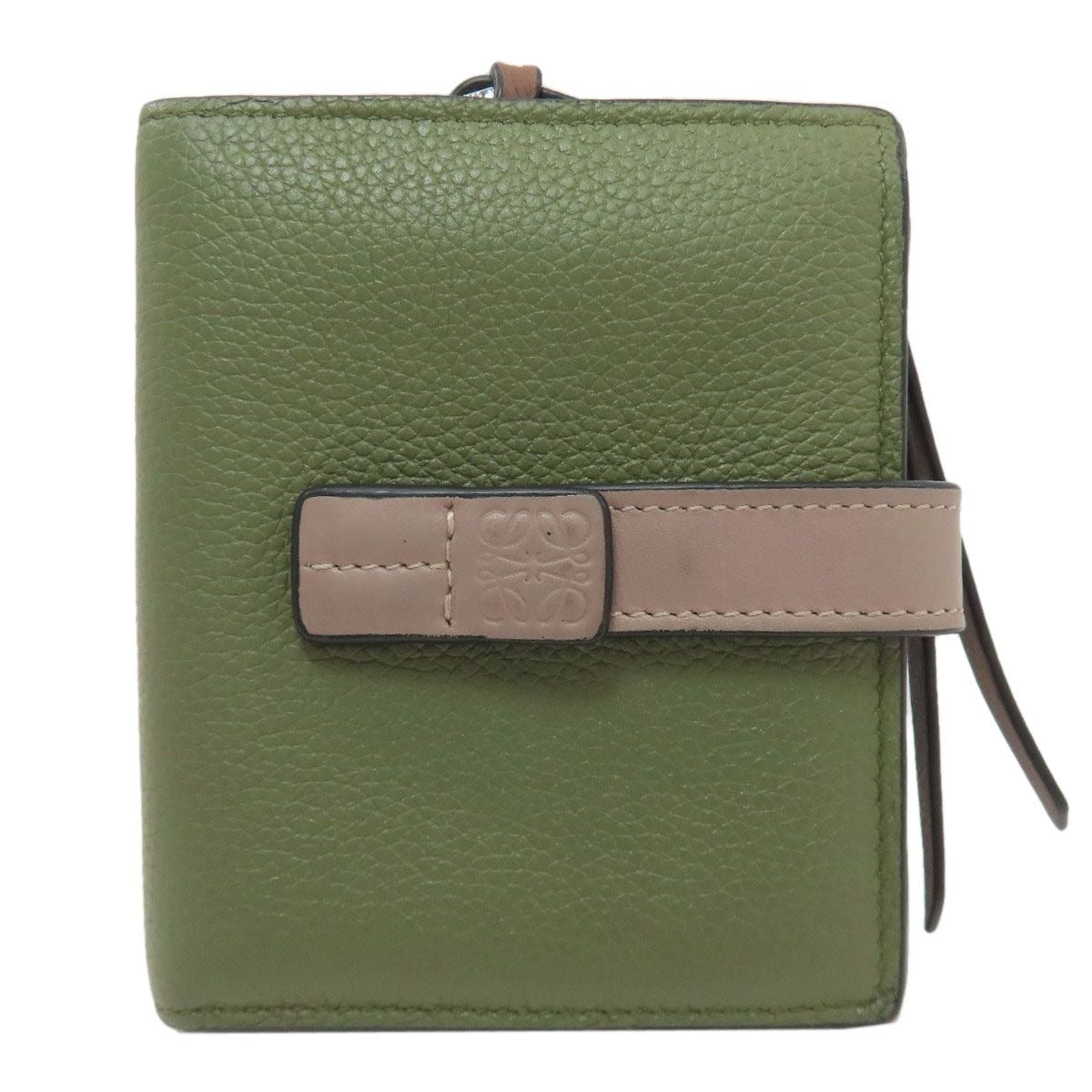 Loewe Vertical Bifold Wallet Leather Green X Brown