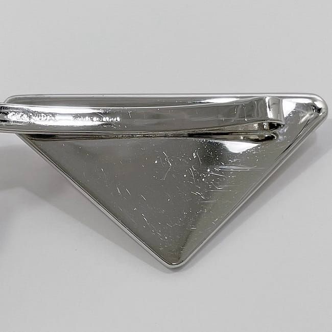 Prada Hairpin Red Silver 1if051 Unused Metal