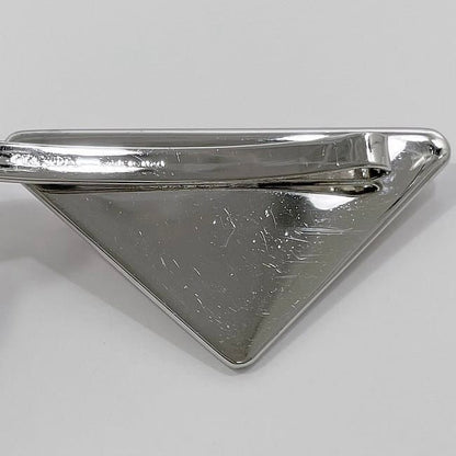 Prada Hairpin Red Silver 1if051 Unused Metal