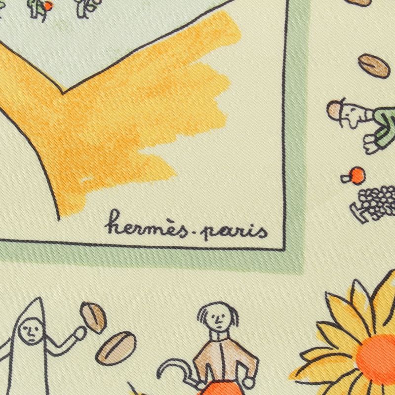 Hermes Petit Carré 45 Silk Homecoming Gavroche Scarf Greenish Multicolor