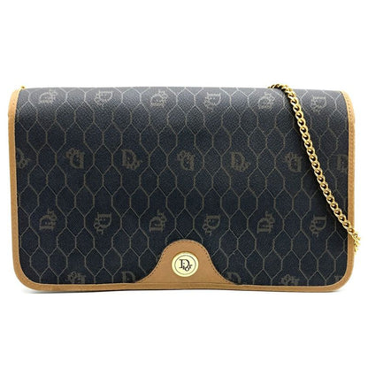 Dior Christian Dior Honeycomb Crossbody Shoulder Bag Black/brown Pvc/leather