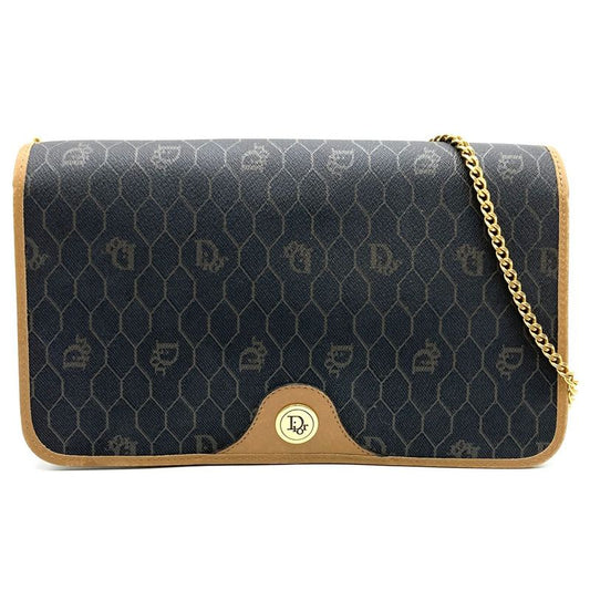 Dior Christian Dior Honeycomb Crossbody Shoulder Bag Black/brown Pvc/leather