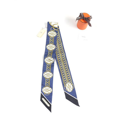Hermes Twilly Lift Profile Lift Profile 100% Silk Marine/noir/gold Scarf With