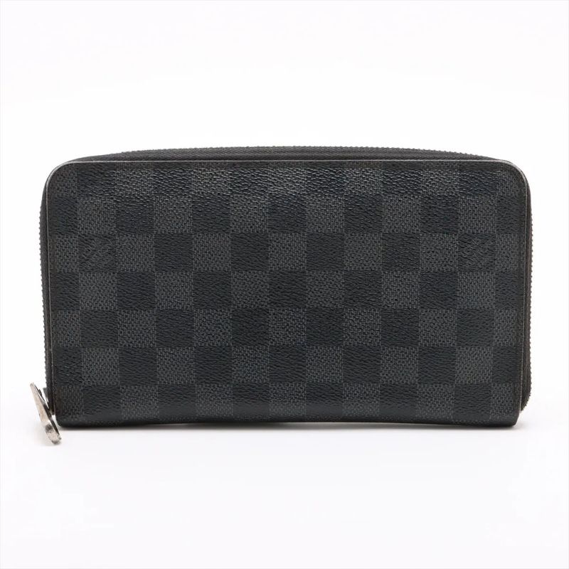 Louis Vuitton Damier Graphite Zippy Organizer N63077 Leather Long Wallet Round