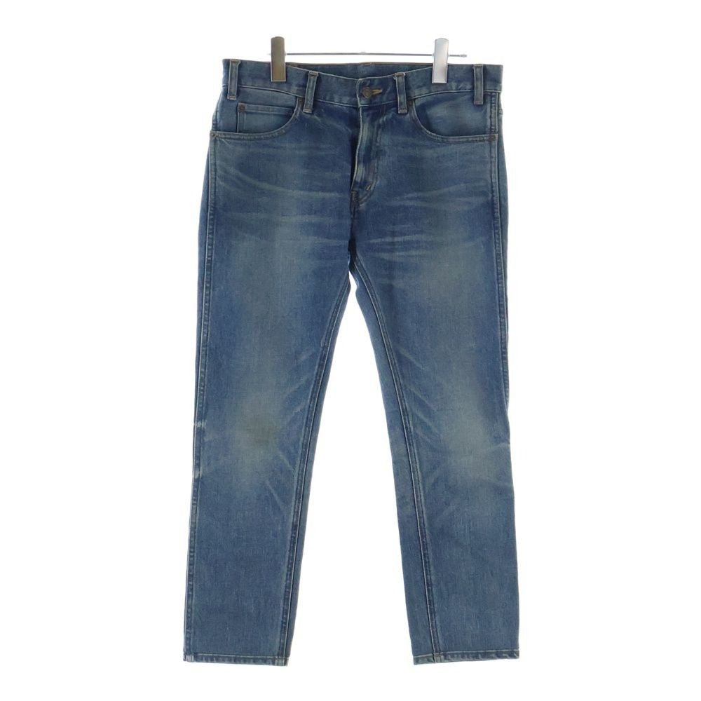 Celine Leather Patch Zip Fly Skinny Denim Pants Jeans Indigo