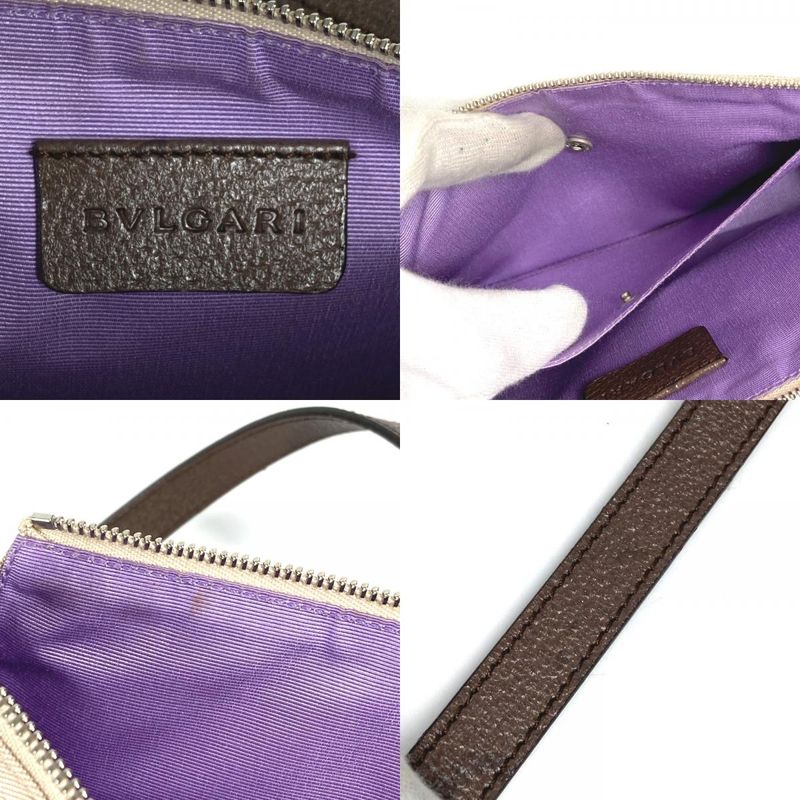 Bvlgari Shoulder Bag Logomania Logo Leather / Canvas Beige