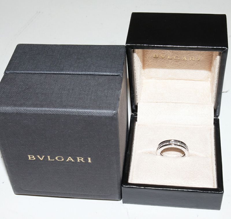 Bulgari Ring 18K White Gold Diamond 045ct Bzero1 Ring XS Full Diamond An850656