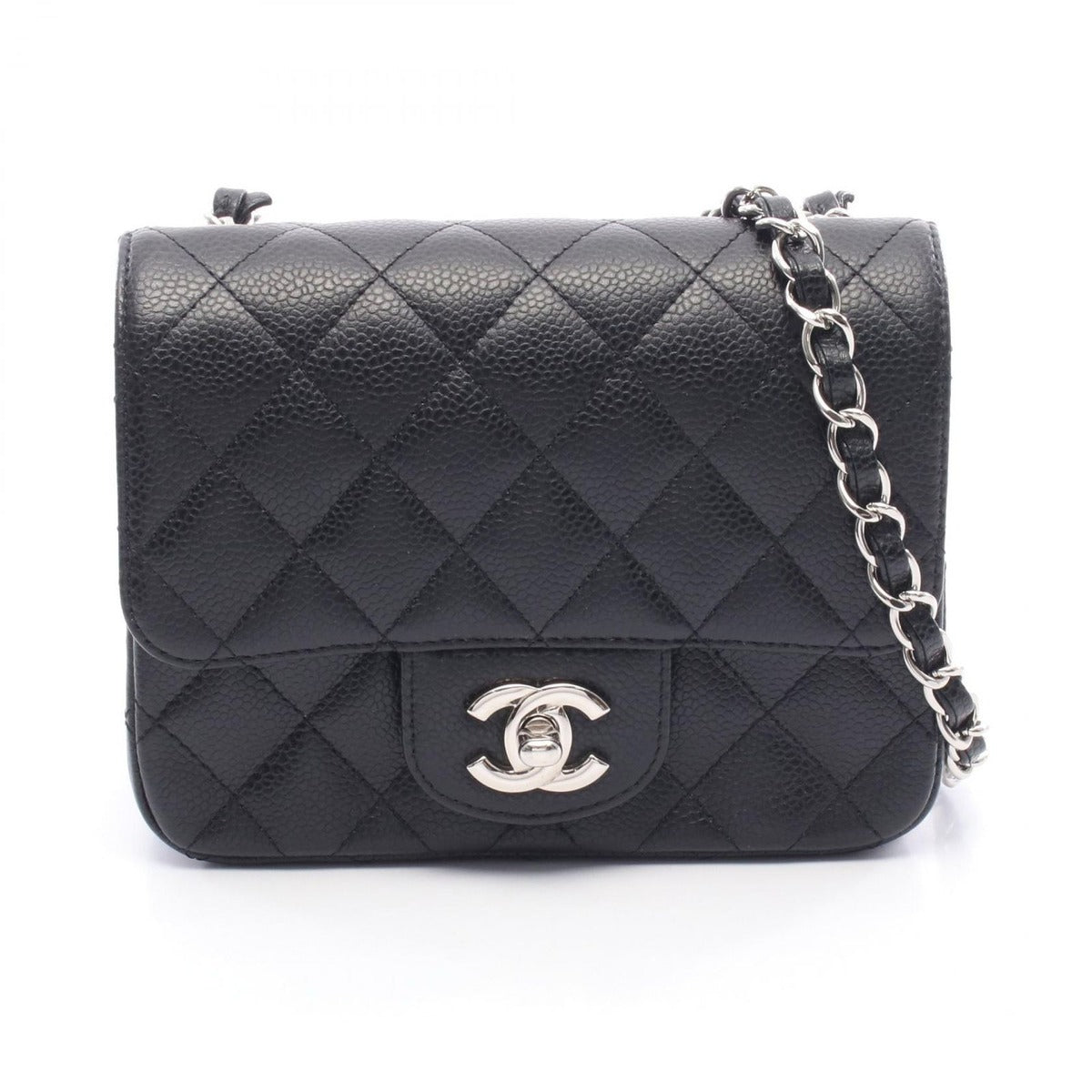 Chanel Shoulder Bag Mini Quilted Black Leather