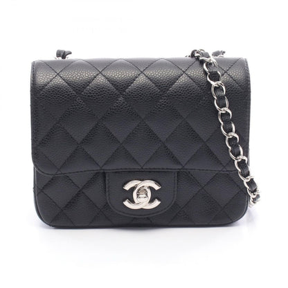 Chanel Shoulder Bag Mini Quilted Black Leather