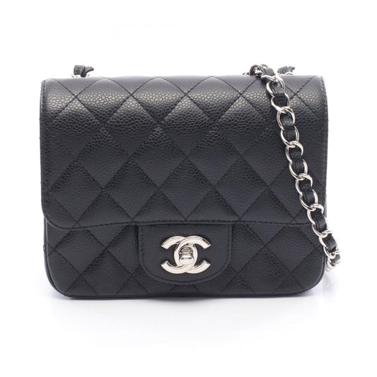 Chanel Shoulder Bag Mini Quilted Black Leather