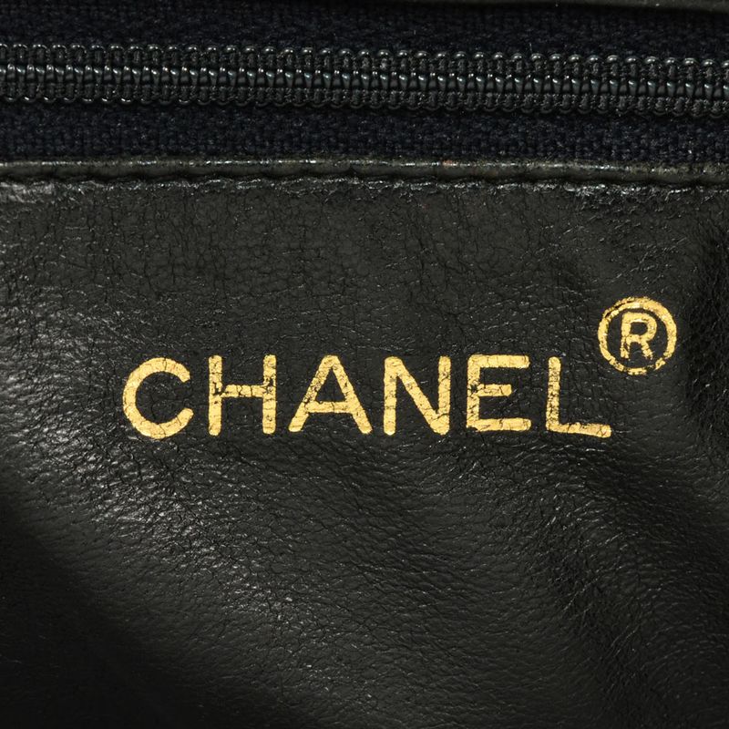 Chanel Shoulder Bag Caviar Skin Black Gold Hardware Vintage Women