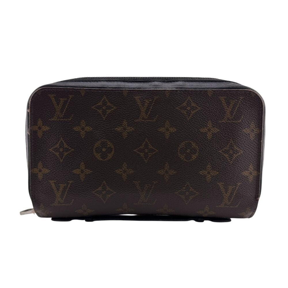 Louis Vuitton Round Zip Wallet Zippy XL Monogram Macassar Leather Second Brown