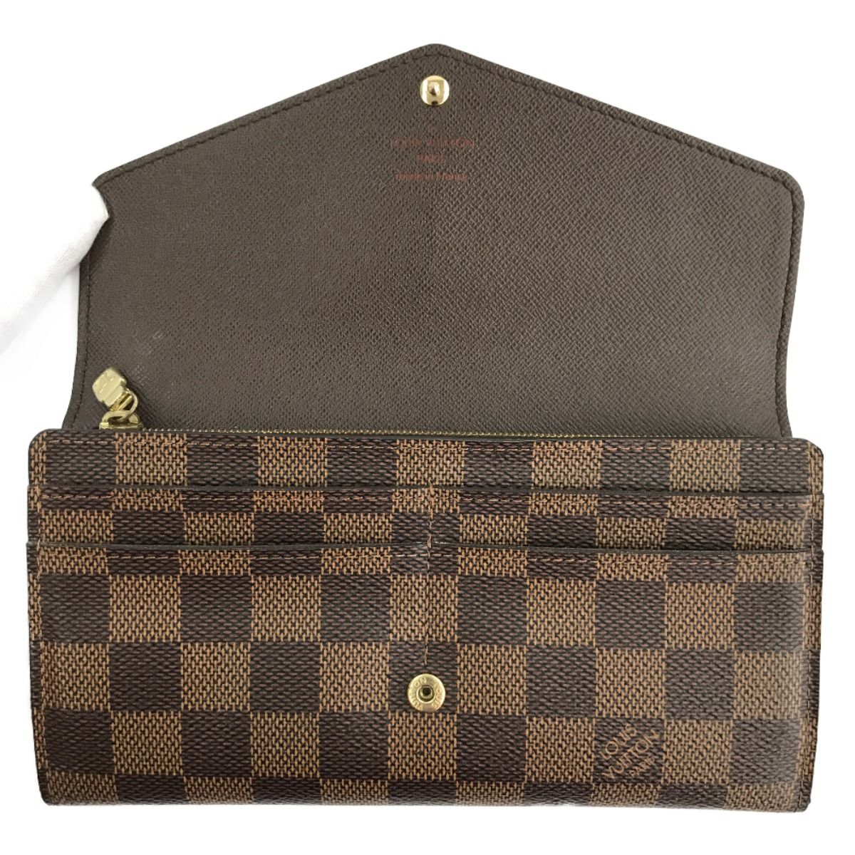 Louis Vuitton Long Wallet Portefeuille Sarah Damier Ebene N63209 Pocket