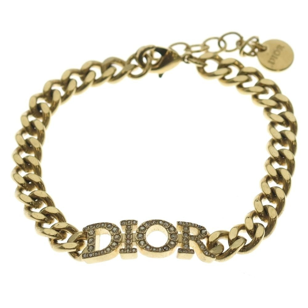 Dior Christian Dioevolution Logo Rhinestone Bracelet Gold