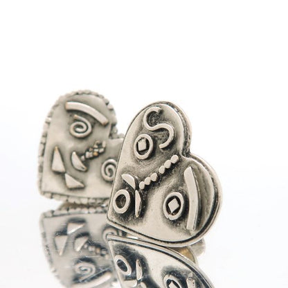 Yvessaint Laurent Pin Brooch 2 Pieces Tuck Pin Steampunk Heart Face Silver