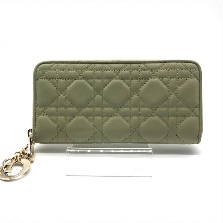 Dior Cannage Leather Wallet Green